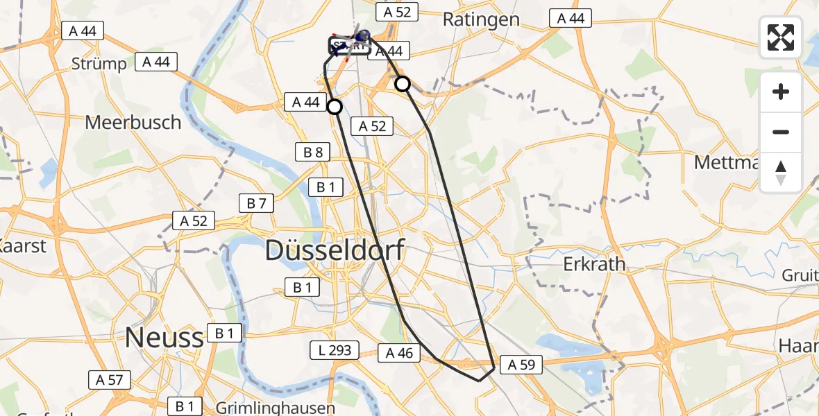 Flugroute Polizeihubschrauber Düsseldorf Flughafen - Düsseldorf Flughafen, 20 April 2026, 07:20