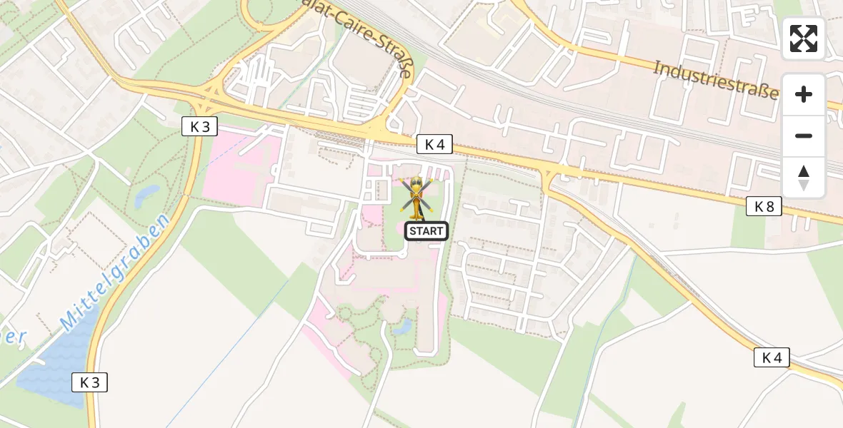 Flugroute Rettungshubschrauber Ludwigshafen Accident Hospital - Ludwigshafen Accident Hospital, 20 April 2026, 07:27