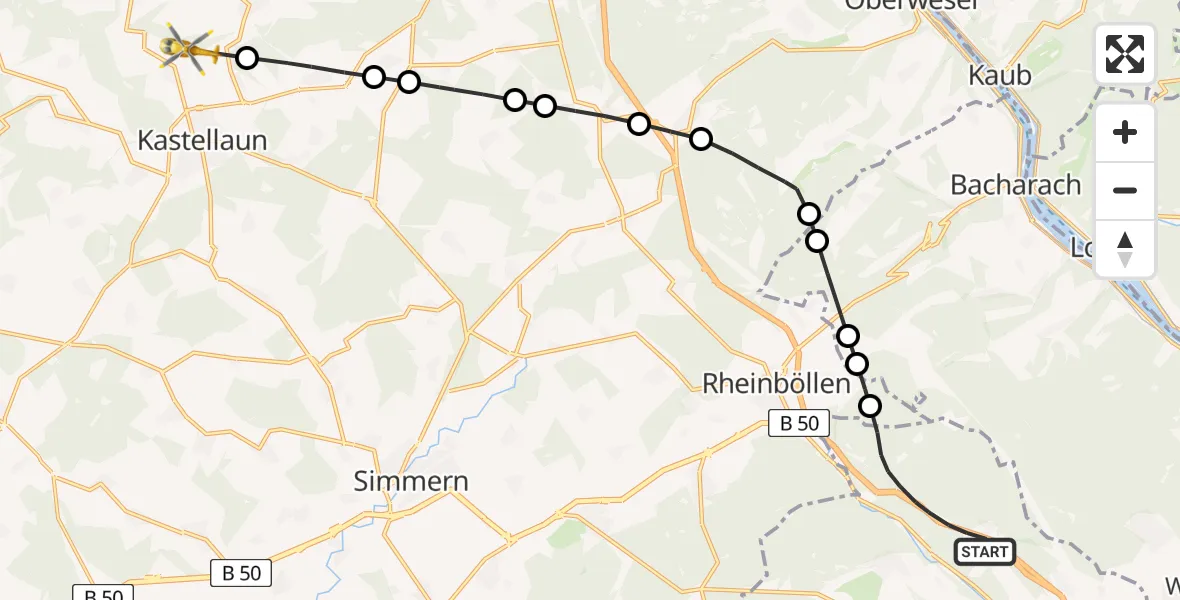 Flugroute Rettungshubschrauber Daxweiler - Uhler, 20 April 2026, 07:56