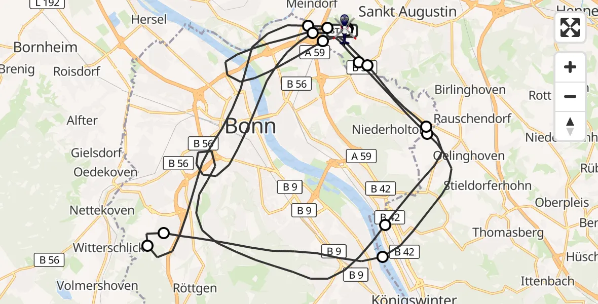 Flugroute Polizeihubschrauber Sankt Augustin - Sankt Augustin, 20 April 2026, 08:01