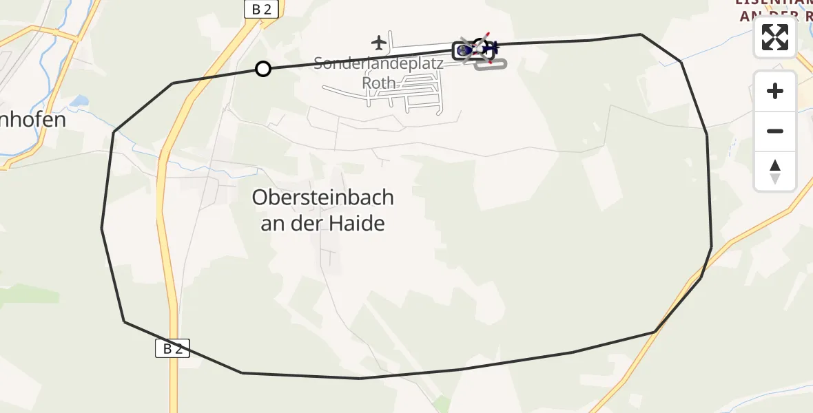 Flugroute Polizeihubschrauber Flugplatz Roth - Flugplatz Roth, 20 April 2026, 08:37