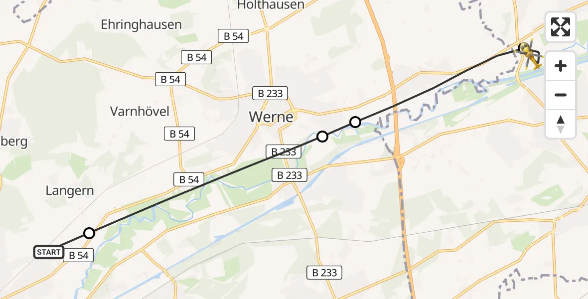 Flugroute Rettungshubschrauber Lünen - Hamm, 20 April 2026, 08:39