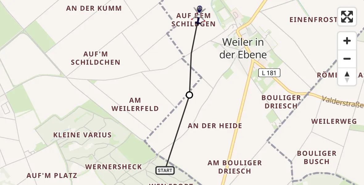 Flugroute Polizeihubschrauber Vettweiß - Zülpich, 20 April 2026, 08:43
