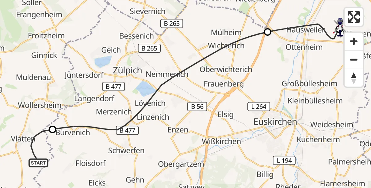 Flugroute Polizeihubschrauber Heimbach - Weilerswist UL, 20 April 2026, 08:43