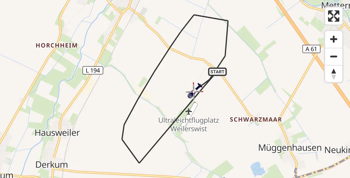 Flugroute Polizeihubschrauber Weilerswist - Weilerswist, 20 April 2026, 08:46
