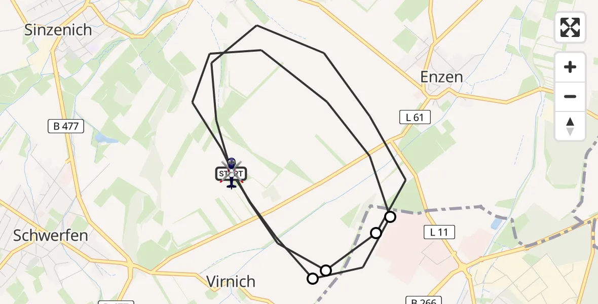 Flugroute Polizeihubschrauber Zülpich - Zülpich, 20 April 2026, 08:51