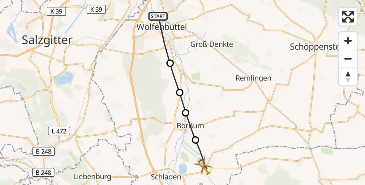 Flugroute Rettungshubschrauber Wolfenbüttel - Schladen-Werla, 20 April 2026, 08:56