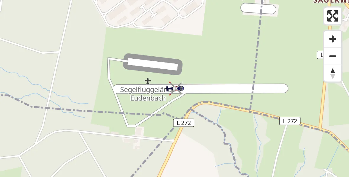 Flugroute Polizeihubschrauber Eudenbach Segelflugfeld - Eudenbach Segelflugfeld, 20 April 2026, 09:16