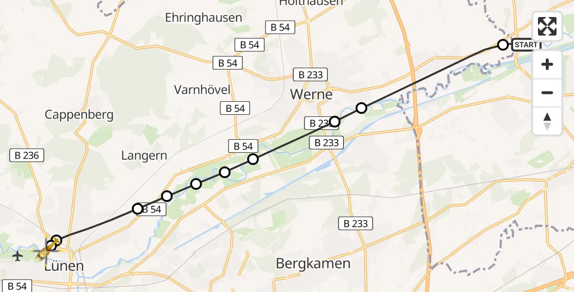 Flugroute Rettungshubschrauber Hamm - Sankt Marien Hospital, 20 April 2026, 09:19