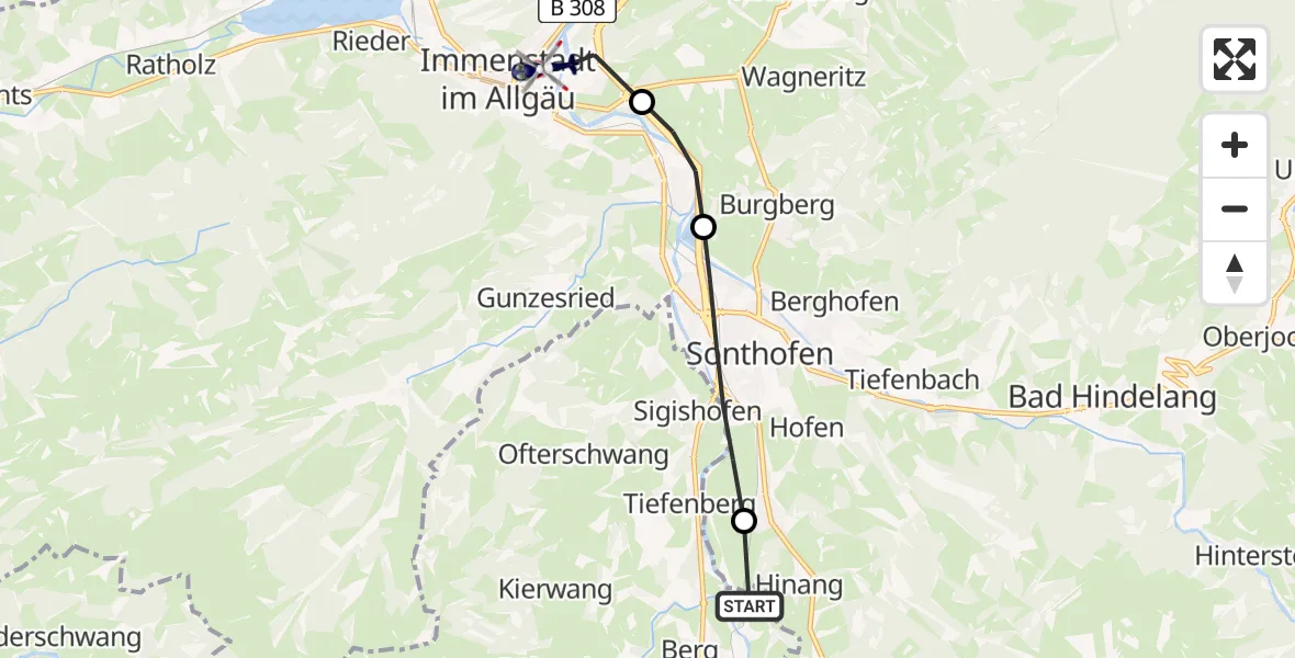 Flugroute Polizeihubschrauber Fischen i.Allgäu - Immenstadt i.Allgäu, 20 April 2026, 10:38