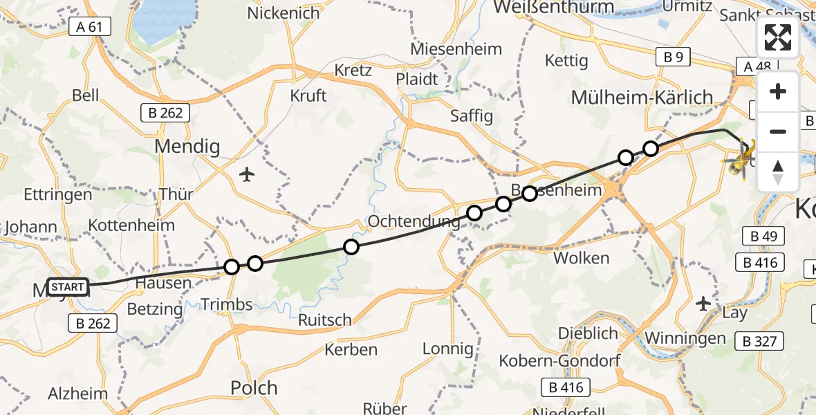 Flugroute Rettungshubschrauber Mayen - Koblenz, 20 April 2026, 10:55