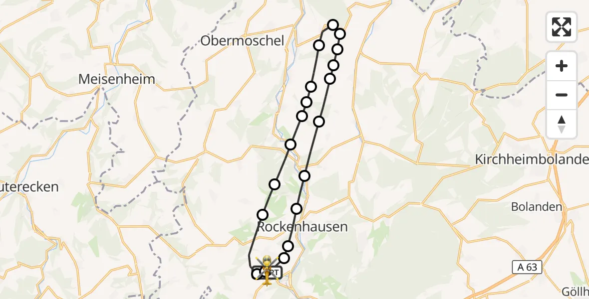 Flugroute Rettungshubschrauber Imsweiler UL - Imsweiler UL, 20 April 2026, 11:45