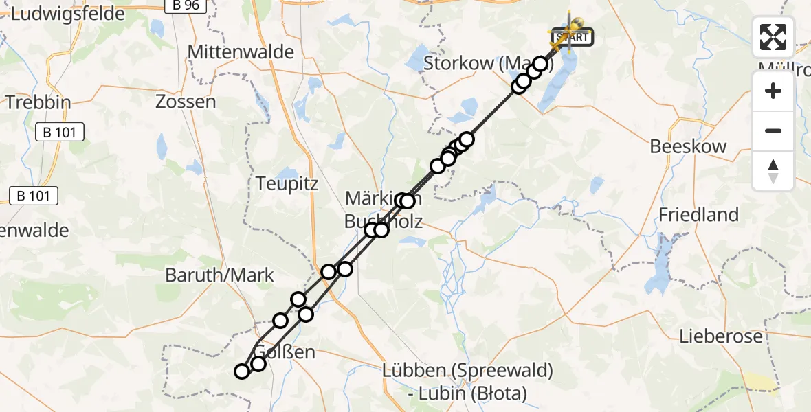 Flugroute Rettungshubschrauber Bad Saarow - Bad Saarow, 20 April 2026, 11:47