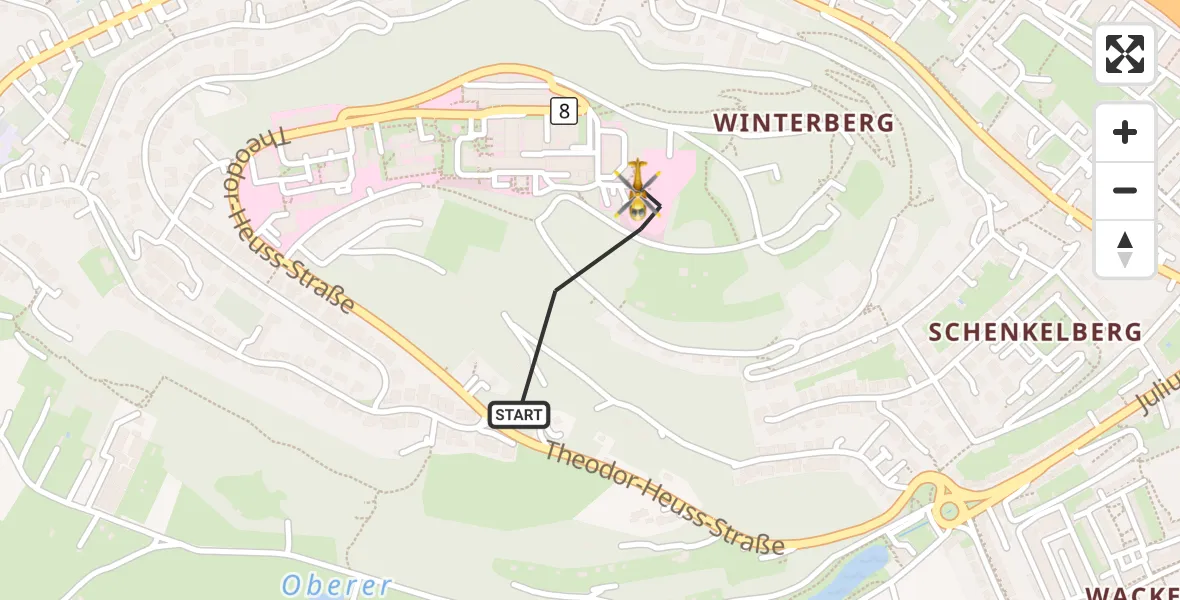 Flugroute Rettungshubschrauber Saarbrücken - Saarbrücken, 20 April 2026, 11:48