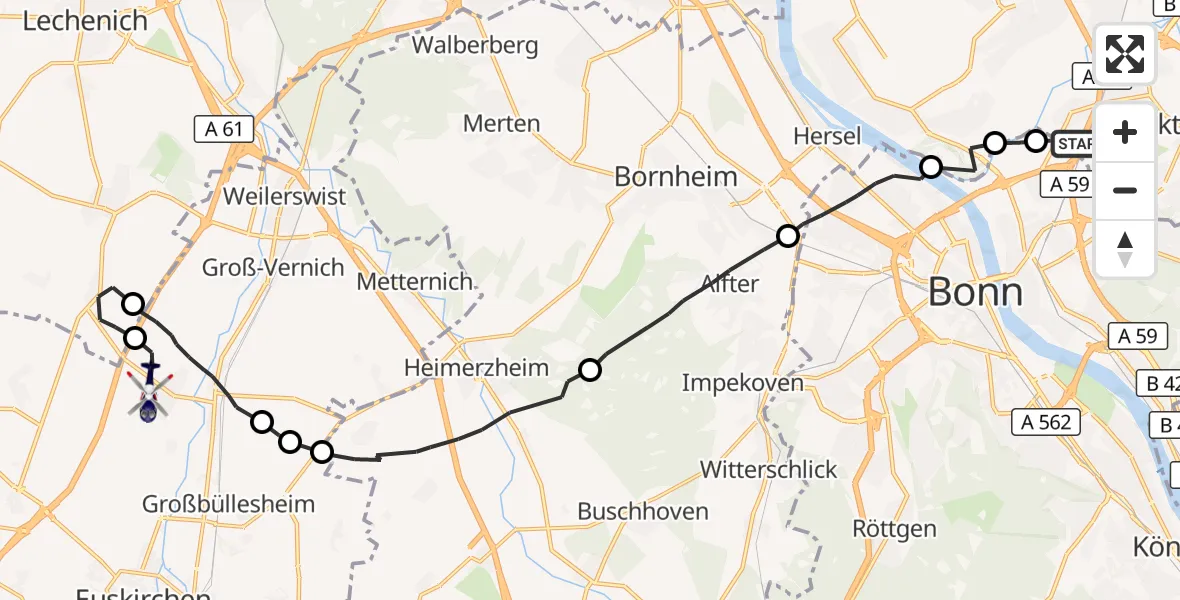 Flugroute Polizeihubschrauber Sankt Augustin - Weilerswist, 20 April 2026, 11:49