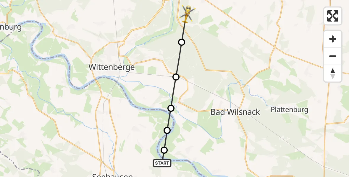 Flugroute Rettungshubschrauber Seehausen (Altmark) - Perleberg, 20 April 2026, 12:00