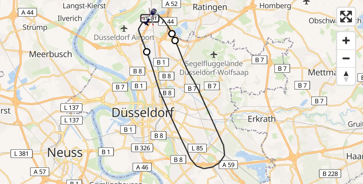 Flugroute Polizeihubschrauber Düsseldorf Flughafen - Düsseldorf Flughafen, 20 April 2026, 12:06