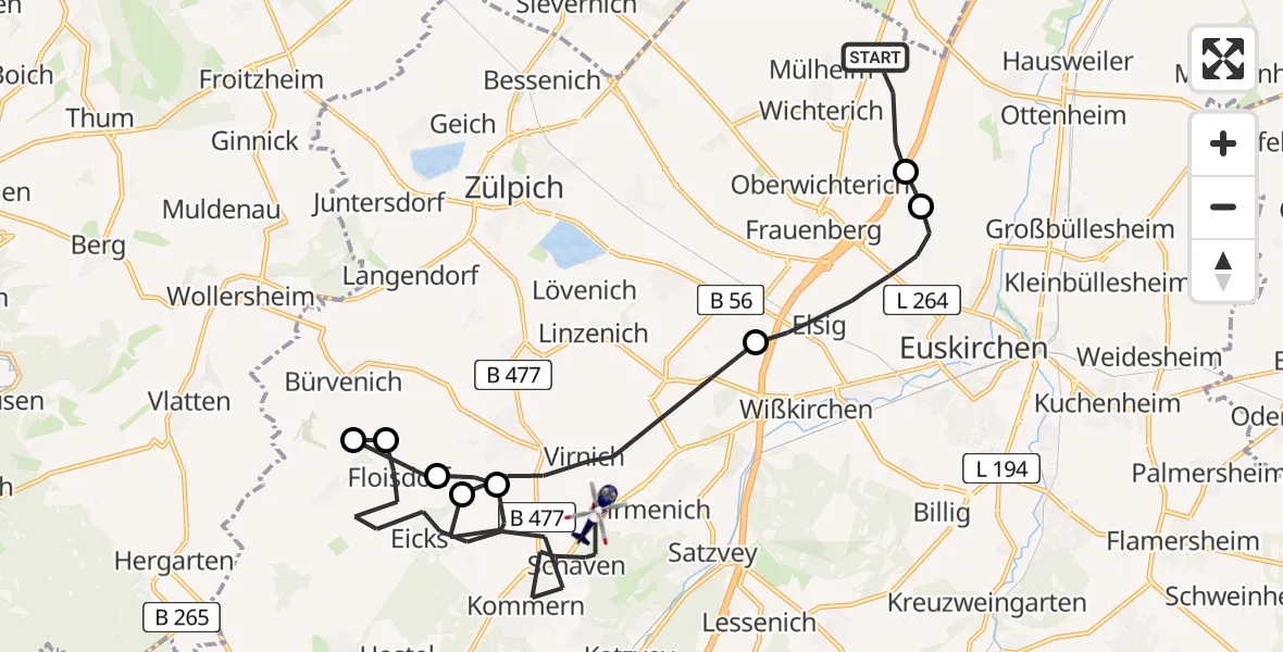 Flugroute Polizeihubschrauber Zülpich - Mechernich, 20 April 2026, 12:18