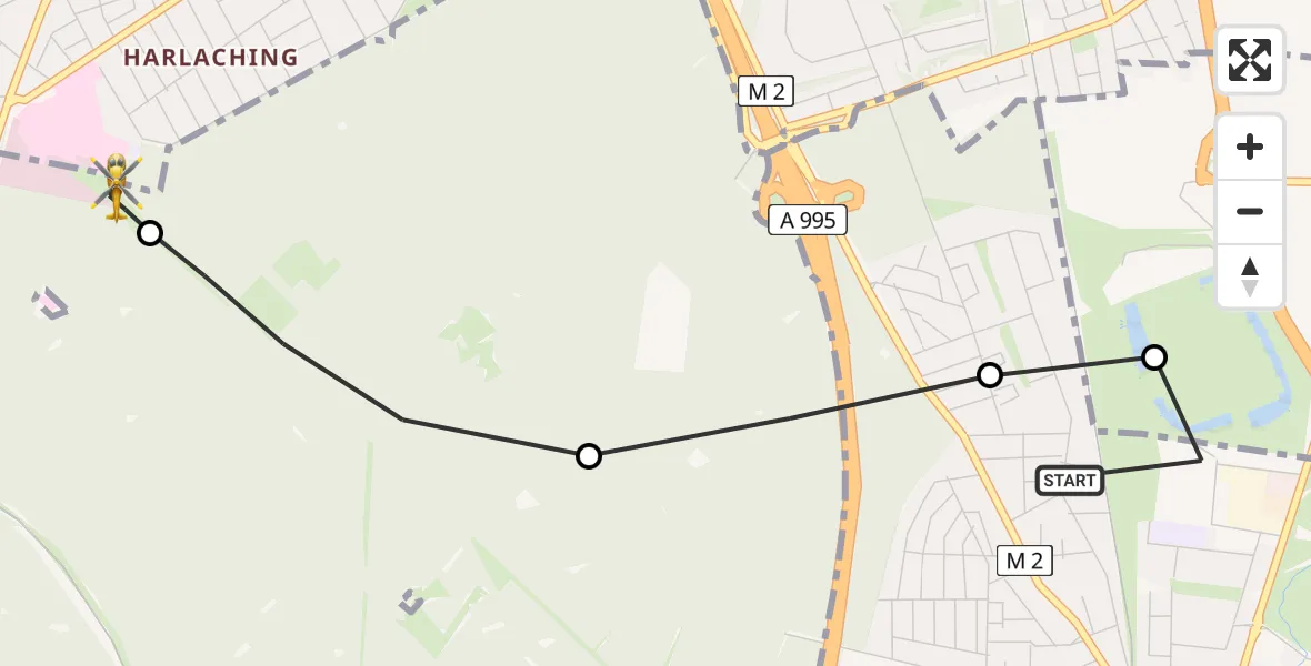 Flugroute Rettungshubschrauber Unterhaching - ADAC Air Rescue Center Hubschrauberlandeplatz (Christoph 1), 20 April 2026, 12:22