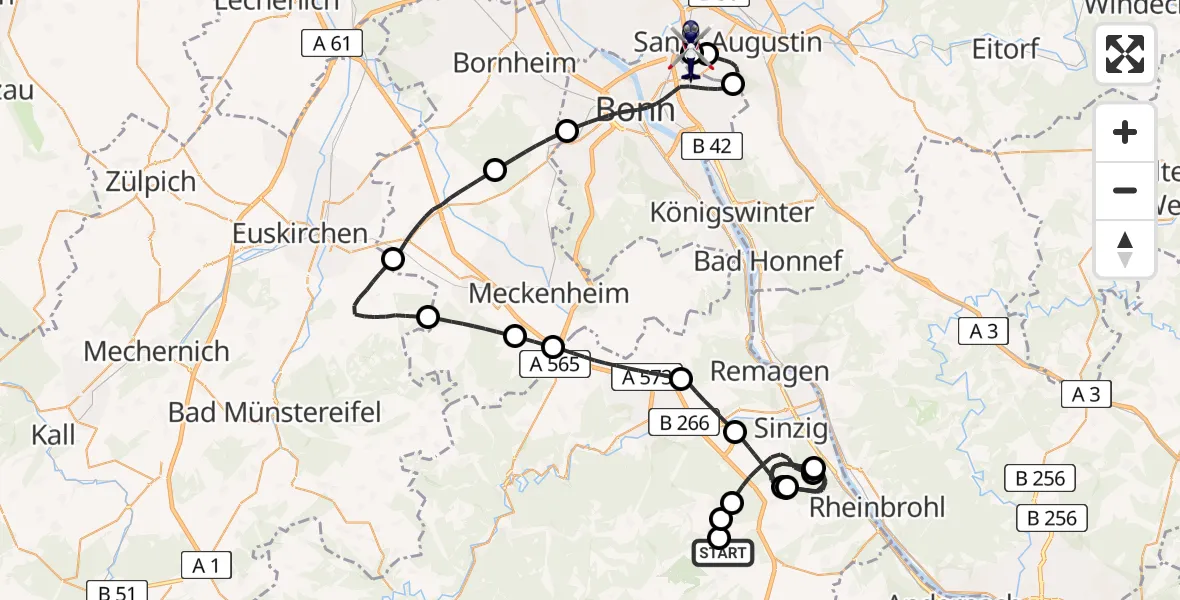 Flugroute Polizeihubschrauber Niederzissen - Sankt Augustin, 20 April 2026, 12:25