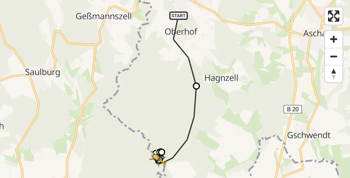 Flugroute Rettungshubschrauber Falkenfels - Steinach, 20 April 2026, 12:29