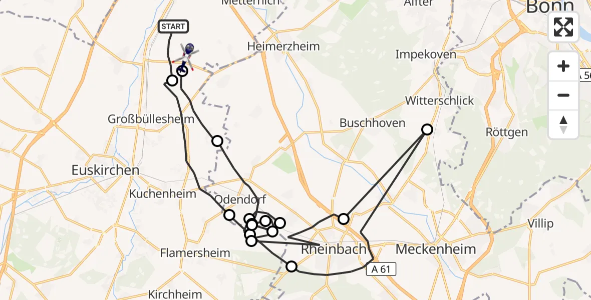 Flugroute Polizeihubschrauber Weilerswist - Weilerswist, 20 April 2026, 12:29