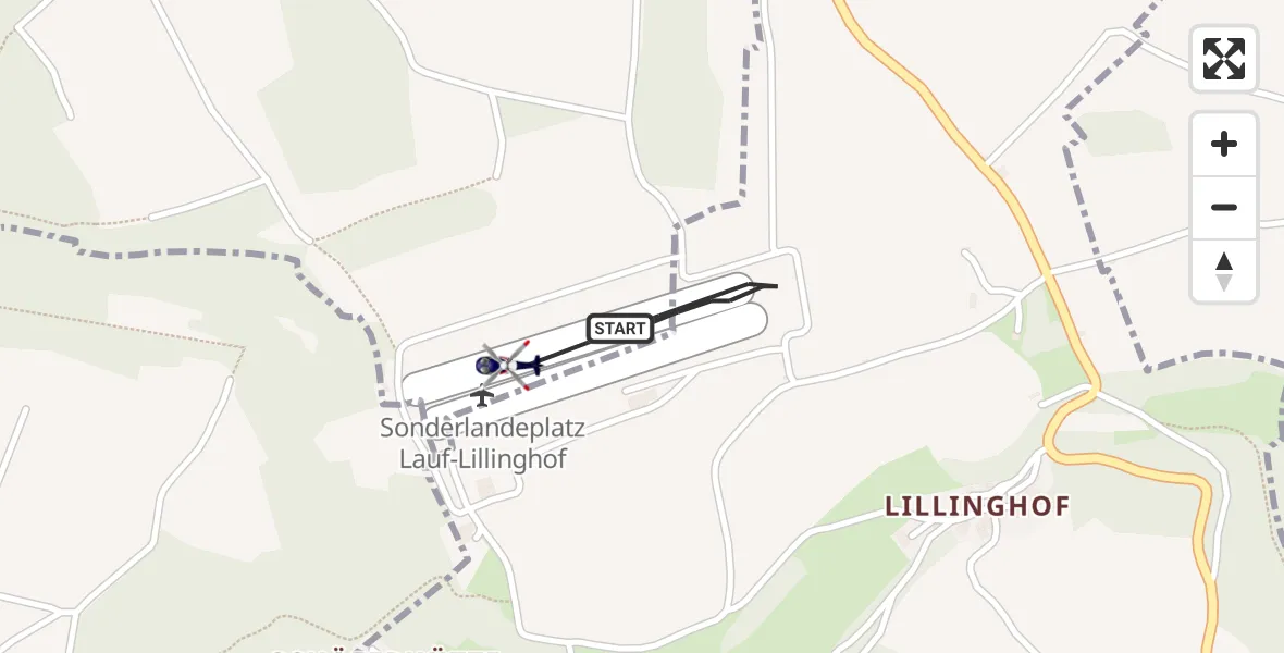 Flugroute Polizeihubschrauber Lauf-Lillinghof Flugplatz - Lauf-Lillinghof Flugplatz, 20 April 2026, 12:30