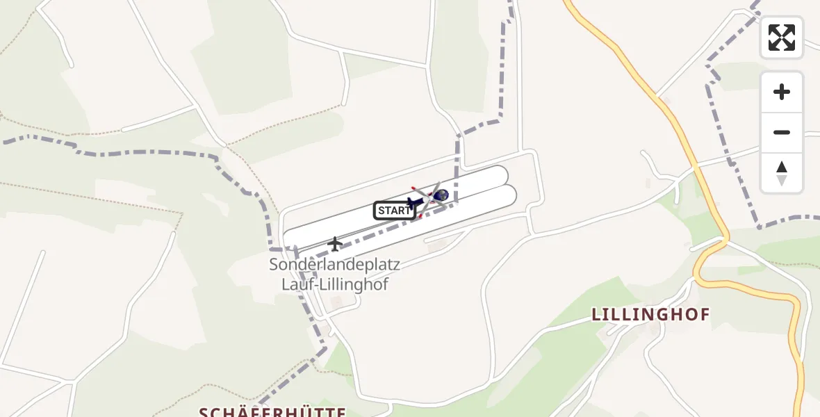 Flugroute Polizeihubschrauber Lauf-Lillinghof Flugplatz - Lauf-Lillinghof Flugplatz, 20 April 2026, 12:39