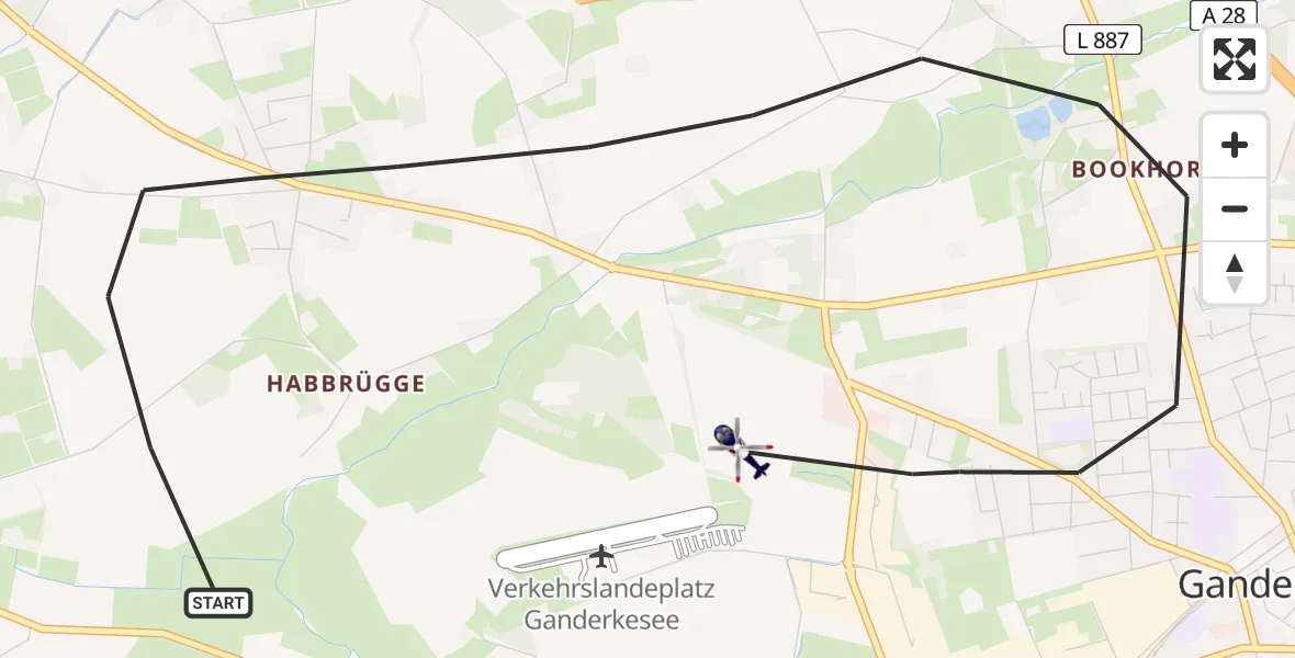 Flugroute Polizeihubschrauber Ganderkesee - Ganderkesee, 20 April 2026, 12:41