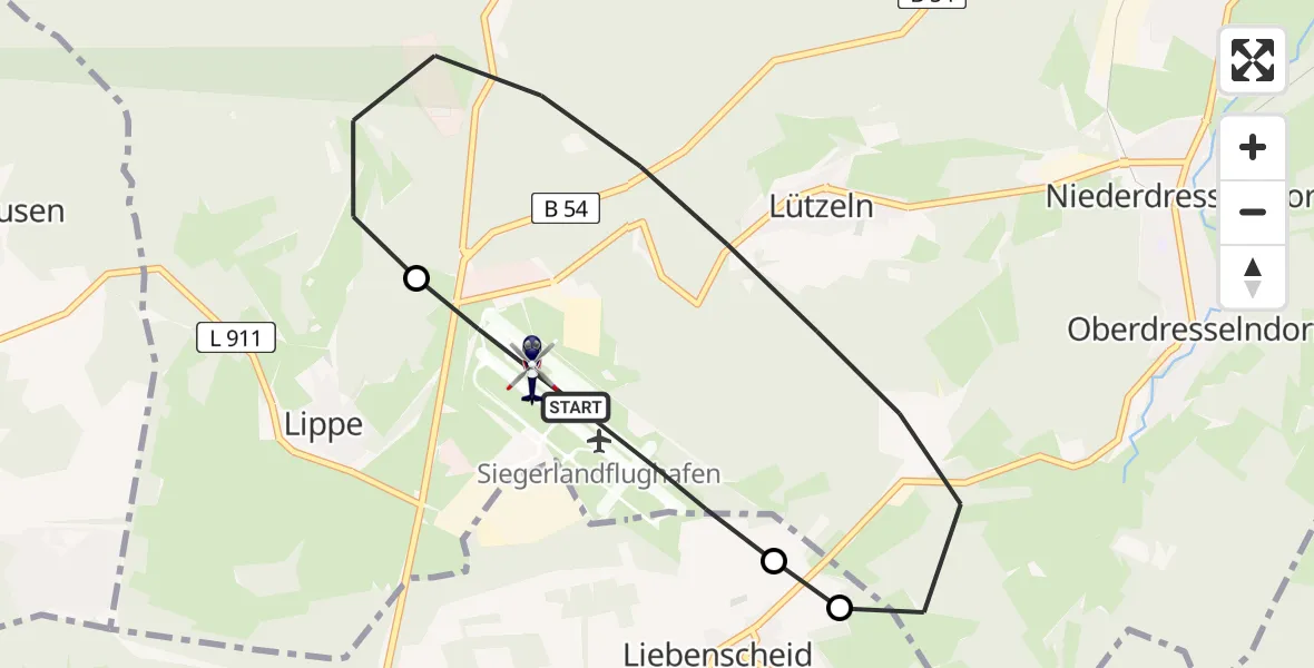 Flugroute Polizeihubschrauber Siegerland Flughafen - Siegerland Flughafen, 20 April 2026, 12:46