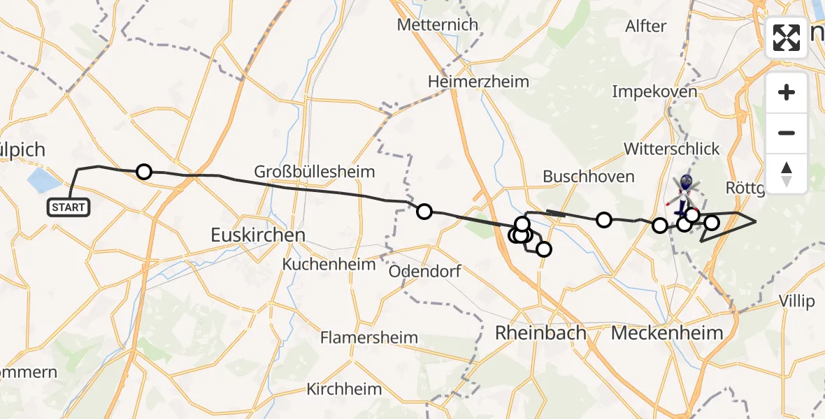 Flugroute Polizeihubschrauber Zülpich - Alfter, 20 April 2026, 12:52