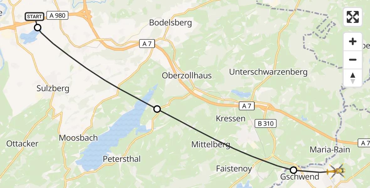 Flugroute Rettungshubschrauber Durach - Nesselwang, 20 April 2026, 12:54