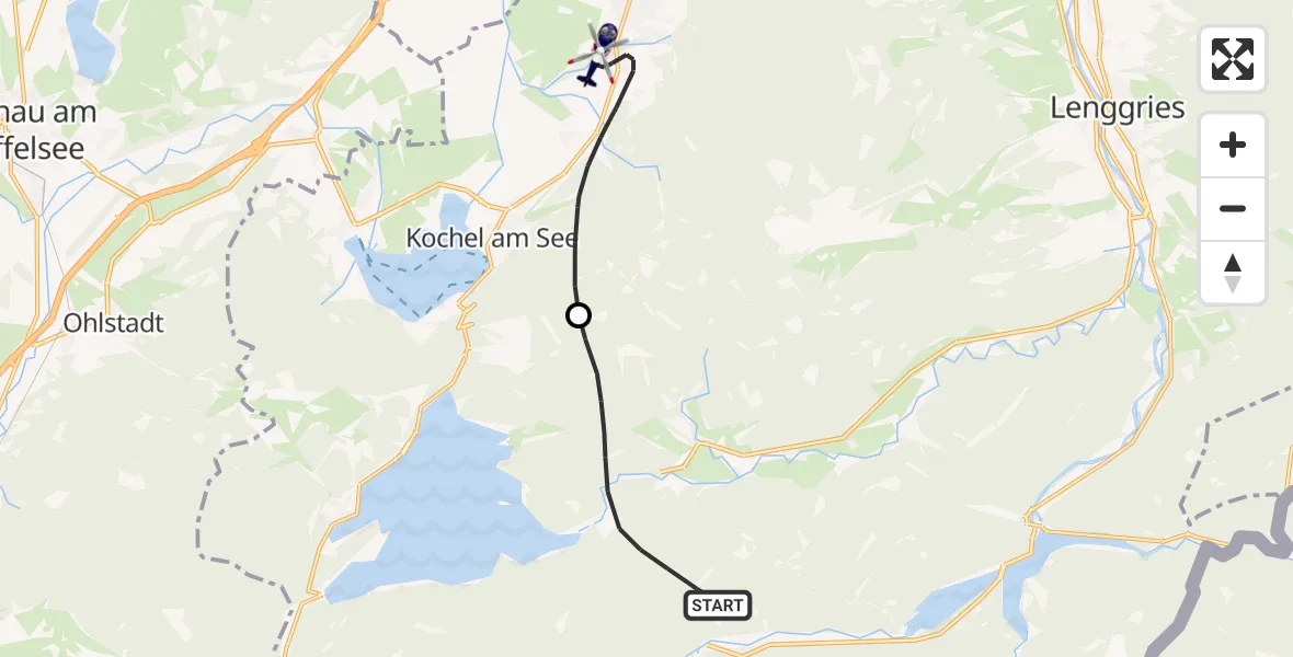 Flugroute Polizeihubschrauber Jachenau - Kochel a.See, 20 April 2026, 12:56