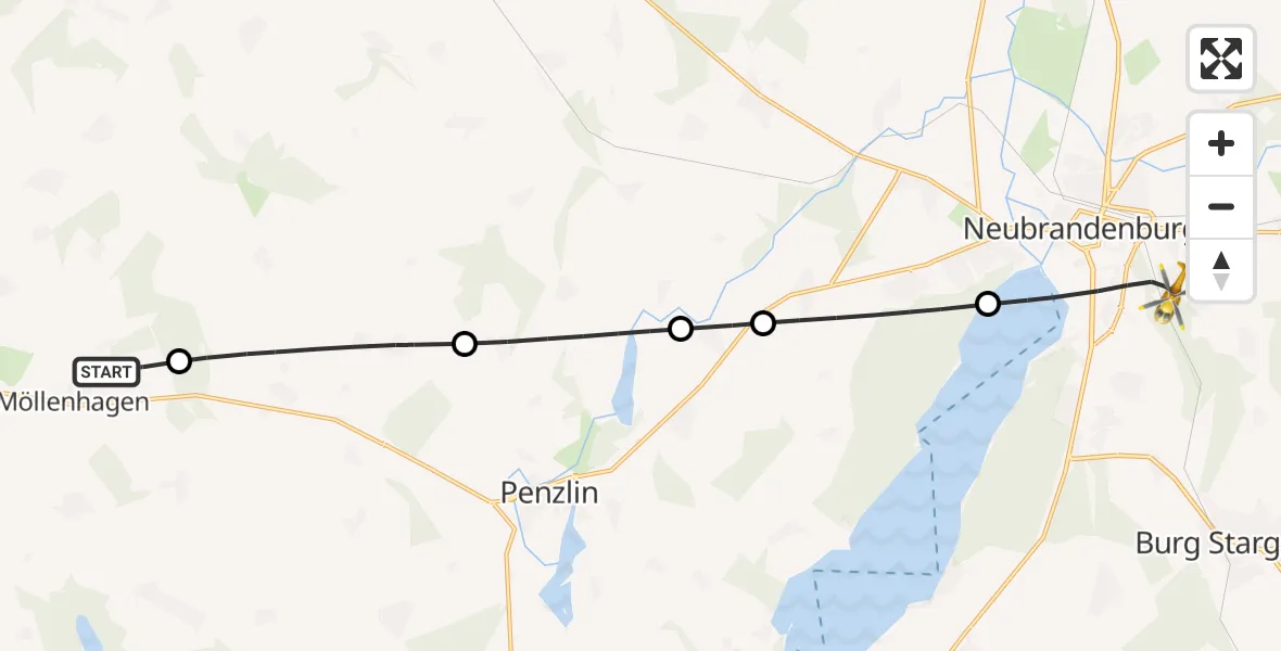 Flugroute Rettungshubschrauber Möllenhagen - Neubrandenburg, 20 April 2026, 13:38