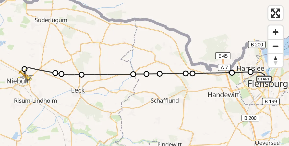 Flugroute Rettungshubschrauber Flensburg - Niebüll, 20 April 2026, 13:41
