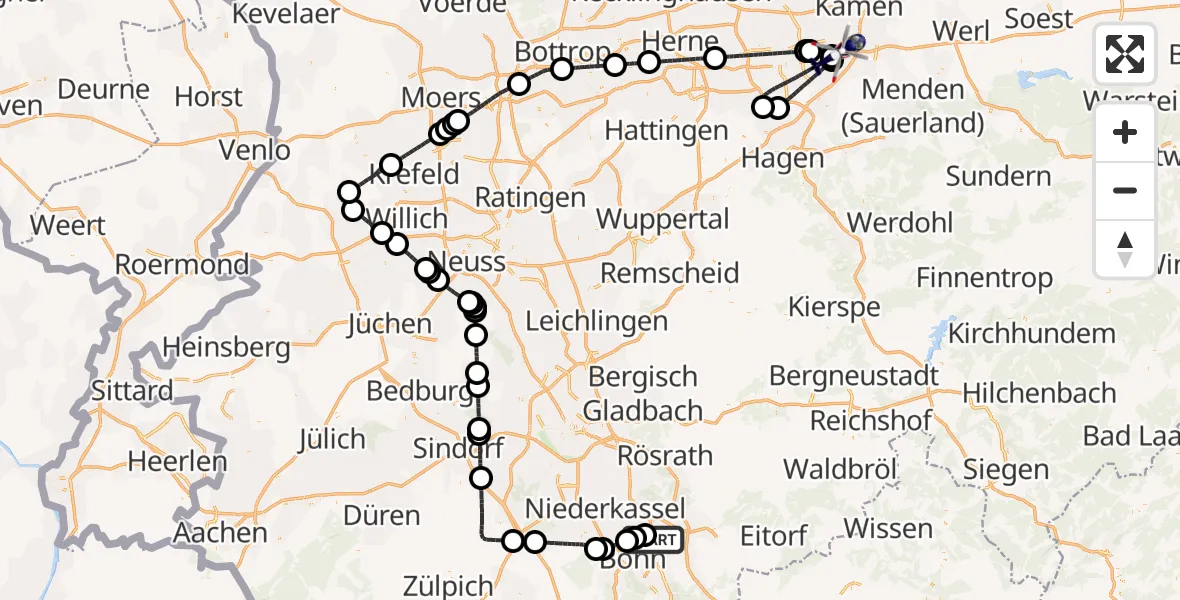 Flugroute Polizeihubschrauber Sankt Augustin - Dortmund Flughafen, 20 April 2026, 13:41