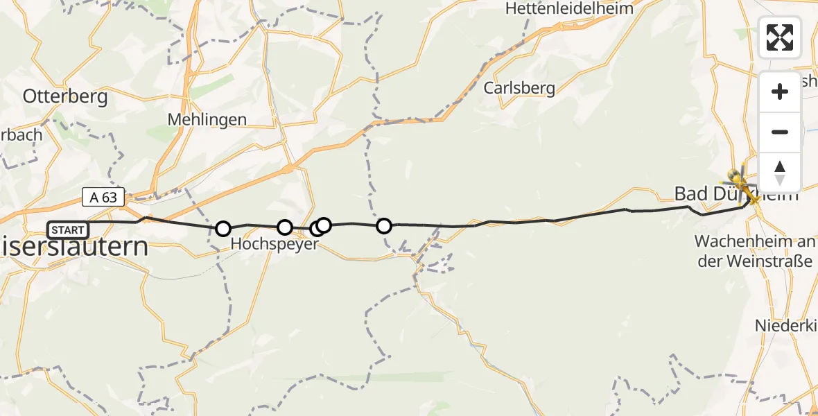 Flugroute Rettungshubschrauber Kaiserslautern - Bad Dürkheim, 20 April 2026, 13:44