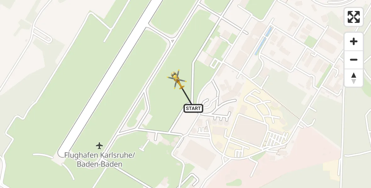 Flugroute Ambulanzhubschrauber Karlsruhe Baden-Baden Flughafen - Karlsruhe Baden-Baden Flughafen, 20 April 2026, 13:47