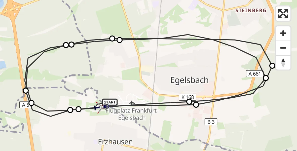 Flugroute Polizeihubschrauber Flughafen Frankfurt-Egelsbach - Flughafen Frankfurt-Egelsbach, 20 April 2026, 13:57