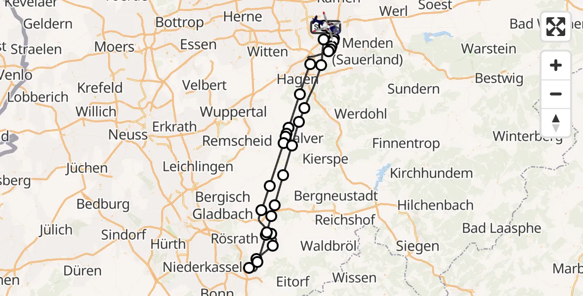 Flugroute Polizeihubschrauber Dortmund Flughafen - Dortmund Flughafen, 20 April 2026, 14:49