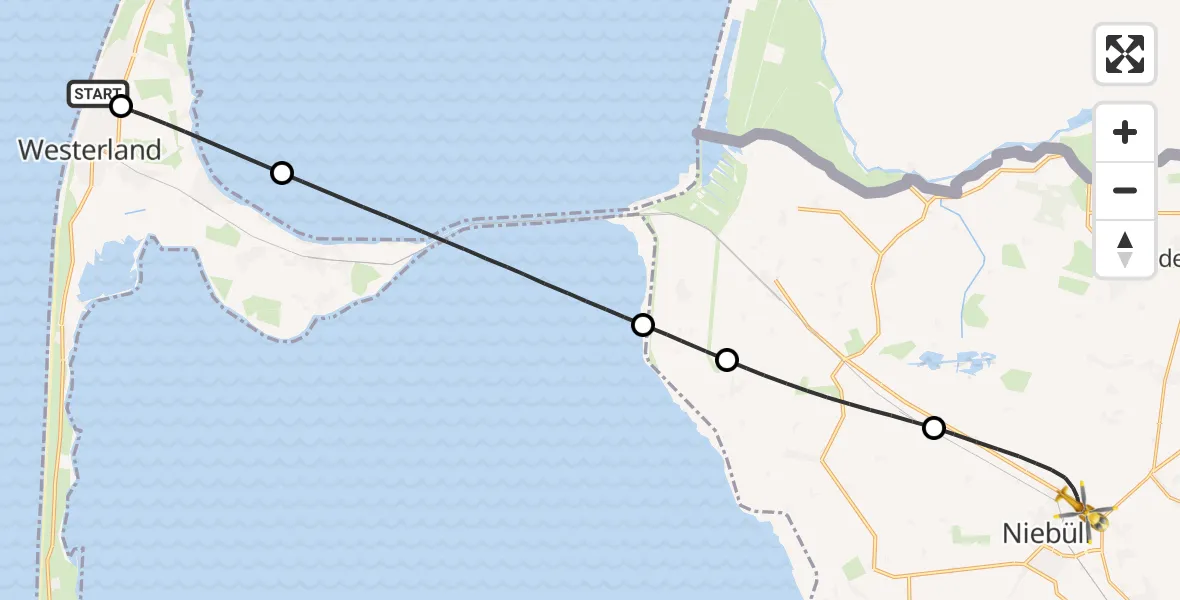 Flugroute Rettungshubschrauber Sylt - Niebüll, 20 April 2026, 15:04