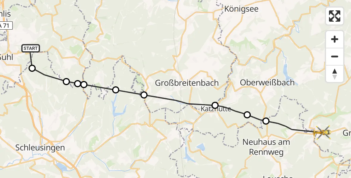 Flugroute Rettungshubschrauber Suhl - Gräfenthal, 20 April 2026, 15:56