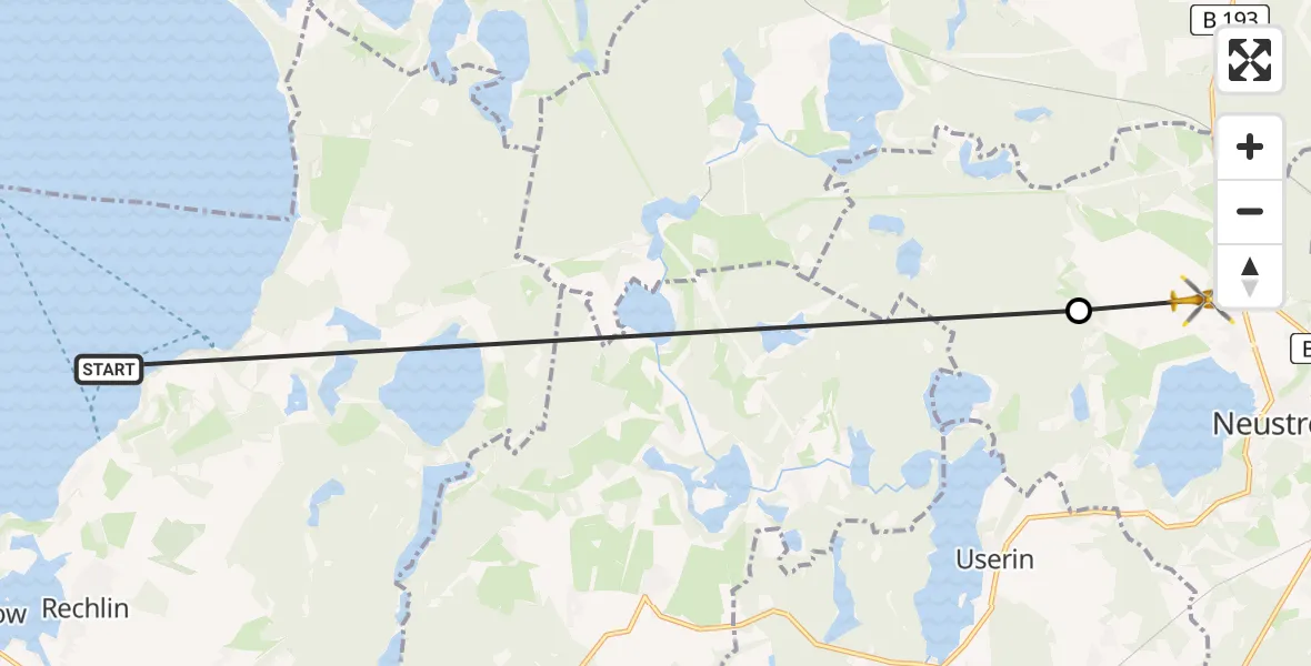 Flugroute Rettungshubschrauber Südmüritz - Neustrelitz, 20 April 2026, 15:56