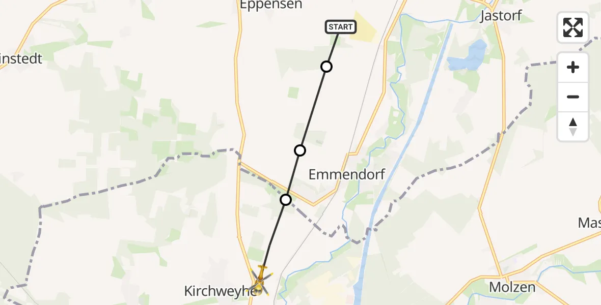 Flugroute Rettungshubschrauber Emmendorf - Uelzen, 20 April 2026, 19:40