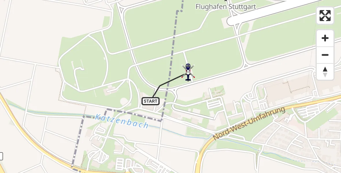 Flugroute Polizeihubschrauber Flughafen Stuttgart - Flughafen Stuttgart, 20 April 2026, 21:00