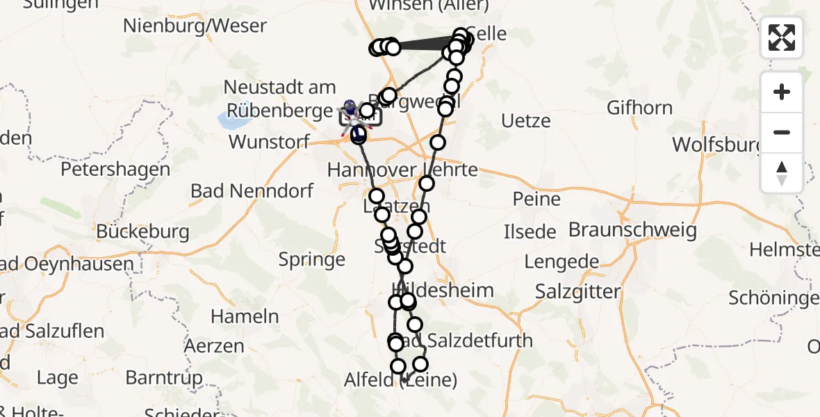 Flugroute Polizeihubschrauber Flughafen Hannover - Flughafen Hannover, 20 April 2026, 23:39