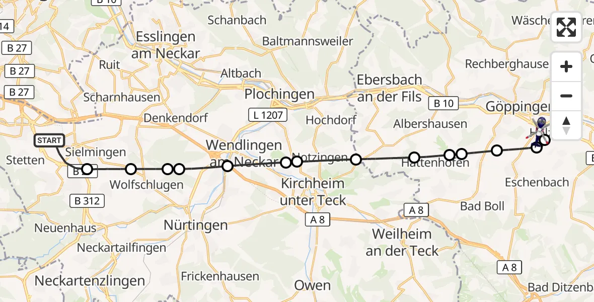Flugroute Polizeihubschrauber Flughafen Stuttgart - Göppingen, 21 April 2026, 05:03