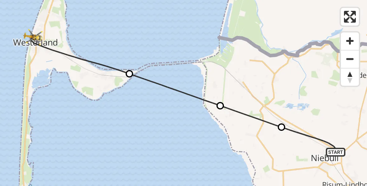 Flugroute Rettungshubschrauber Niebüll - Sylt, 21 April 2026, 05:12