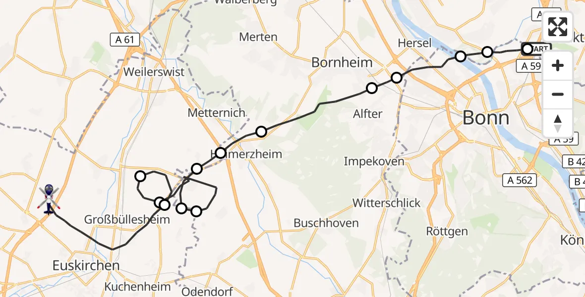 Flugroute Polizeihubschrauber Sankt Augustin - Euskirchen, 21 April 2026, 07:59