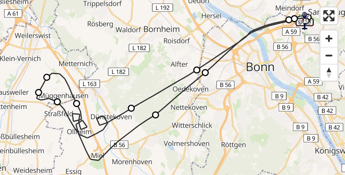 Flugroute Polizeihubschrauber Sankt Augustin - Sankt Augustin, 21 April 2026, 08:08